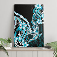 Blue Black Aloha Hawaii Canvas Wall Art Polynesian Shark Tattoo Plumeria