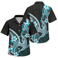 Blue Black Aloha Hawaii Family Matching Puletasi and Hawaiian Shirt Polynesian Shark Tattoo Plumeria LT14 Son's Shirt Blue - Polynesian Pride