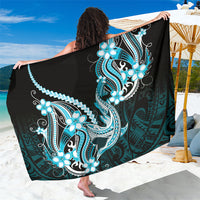 Blue Black Aloha Hawaii Sarong Polynesian Shark Tattoo Plumeria