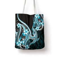 Blue Black Aloha Hawaii Tote Bag Polynesian Shark Tattoo Plumeria