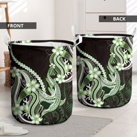 Green Black Aloha Hawaii Laundry Basket Polynesian Shark Tattoo Plumeria