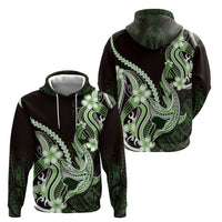 Green Black Aloha Hawaii Hoodie Polynesian Shark Tattoo Plumeria