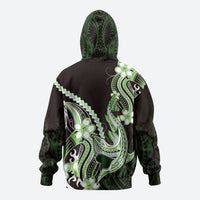 Green Black Aloha Hawaii Hoodie Polynesian Shark Tattoo Plumeria