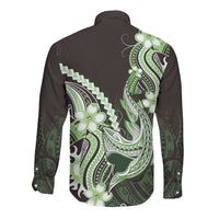Green Black Aloha Hawaii Long Sleeve Button Shirt Polynesian Shark Tattoo Plumeria LT14 - Polynesian Pride