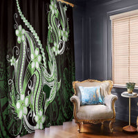 Green Black Aloha Hawaii Window Curtain Polynesian Shark Tattoo Plumeria