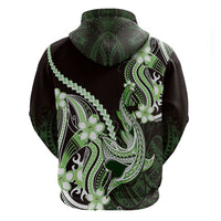 Green Black Aloha Hawaii Zip Hoodie Polynesian Shark Tattoo Plumeria