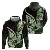 Green Black Aloha Hawaii Zip Hoodie Polynesian Shark Tattoo Plumeria LT14 - Polynesian Pride