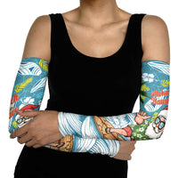 Hawaii Summer Christmas Arm Sleeves Surfing Santa Shaka Catch The Wave
