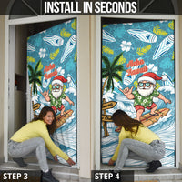 Hawaii Summer Christmas Door Cover Surfing Santa Shaka Catch The Wave