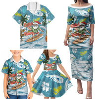 Hawaii Summer Christmas Family Matching Puletasi and Hawaiian Shirt Surfing Santa Shaka Catch The Wave LT14 - Polynesian Pride