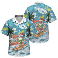 Hawaii Summer Christmas Family Matching Puletasi and Hawaiian Shirt Surfing Santa Shaka Catch The Wave LT14 Son's Shirt Teal - Polynesian Pride