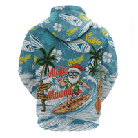Hawaii Summer Christmas Hoodie Surfing Santa Shaka Catch The Wave