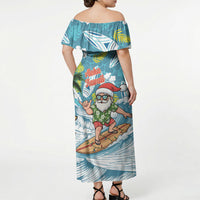 Hawaii Summer Christmas Off Shoulder Maxi Dress Surfing Santa Shaka Catch The Wave LT14 - Polynesian Pride