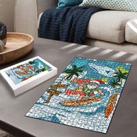 Hawaii Summer Christmas Puzzle Surfing Santa Shaka Catch The Wave
