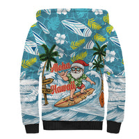 Hawaii Summer Christmas Sherpa Hoodie Surfing Santa Shaka Catch The Wave