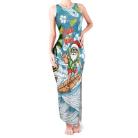 Hawaii Summer Christmas Tank Maxi Dress Surfing Santa Shaka Catch The Wave LT14 Women Teal - Polynesian Pride