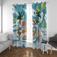 Hawaii Summer Christmas Window Curtain Surfing Santa Shaka Catch The Wave