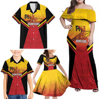 Papua New Guinea Rugby Custom Family Matching Off Shoulder Maxi Dress and Hawaiian Shirt Go PNG Hunters Polynesian Pattern LT14 - Polynesian Pride