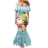 Aloha Hawaii Mele Kalikimaka Family Matching Mermaid Dress and Hawaiian Shirt Chilling Santa With Pineapple - Polynesian Pattern LT14 - Polynesian Pride