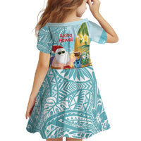 Aloha Hawaii Mele Kalikimaka Family Matching Tank Maxi Dress and Hawaiian Shirt Chilling Santa With Pineapple - Polynesian Pattern LT14 - Polynesian Pride