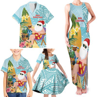Aloha Hawaii Mele Kalikimaka Family Matching Tank Maxi Dress and Hawaiian Shirt Chilling Santa With Pineapple - Polynesian Pattern LT14 - Polynesian Pride
