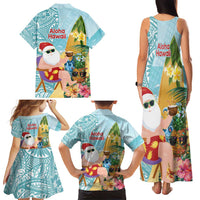Aloha Hawaii Mele Kalikimaka Family Matching Tank Maxi Dress and Hawaiian Shirt Chilling Santa With Pineapple - Polynesian Pattern LT14 - Polynesian Pride