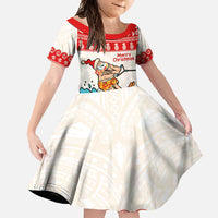 Mele Kalikimaka Hawaii Family Matching Tank Maxi Dress and Hawaiian Shirt Water-skiing Santa Tropical Vibes LT14 Daughter's Dress Red - Polynesian Pride