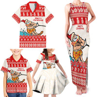 Mele Kalikimaka Hawaii Family Matching Tank Maxi Dress and Hawaiian Shirt Water-skiing Santa Tropical Vibes LT14 - Polynesian Pride