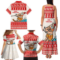 Mele Kalikimaka Hawaii Family Matching Tank Maxi Dress and Hawaiian Shirt Water-skiing Santa Tropical Vibes LT14 - Polynesian Pride