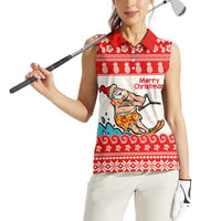 Mele Kalikimaka Hawaii Women Sleeveless Polo Shirt Water-skiing Santa Tropical Vibes