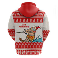 Mele Kalikimaka Hawaii Zip Hoodie Water-skiing Santa Tropical Vibes