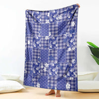 Blue Palaka Japanese Patterns Blanket Koi Fish Asanoha Sakura Patchwork Stylized LT14 - Polynesian Pride