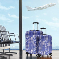 Blue Palaka Japanese Patterns Luggage Cover Koi Fish Asanoha Sakura Patchwork Stylized - Polynesian Pride