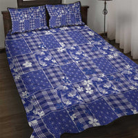 Blue Palaka Japanese Patterns Quilt Bed Set Koi Fish Asanoha Sakura Patchwork Stylized LT14 Blue - Polynesian Pride