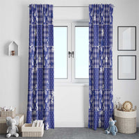 Blue Palaka Japanese Patterns Window Curtain Koi Fish Asanoha Sakura Patchwork Stylized - Polynesian Pride
