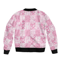 Pink Palaka Japanese Patterns Bomber Jacket Koi Fish Asanoha Sakura Patchwork Stylized LT14 - Polynesian Pride