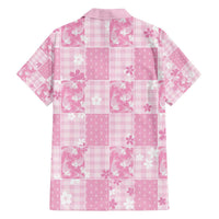 Pink Palaka Japanese Patterns Family Matching Off The Shoulder Long Sleeve Dress and Hawaiian Shirt Koi Fish Asanoha Sakura Patchwork Stylized - Polynesian Pride