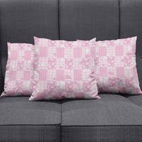 Pink Palaka Japanese Patterns Pillow Cover Koi Fish Asanoha Sakura Patchwork Stylized - Polynesian Pride