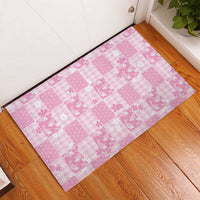 Pink Palaka Japanese Patterns Rubber Doormat Koi Fish Asanoha Sakura Patchwork Stylized - Polynesian Pride