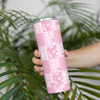 Pink Palaka Japanese Patterns Skinny Tumbler Koi Fish Asanoha Sakura Patchwork Stylized LT14 - Polynesian Pride