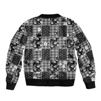 Black Palaka Japanese Patterns Bomber Jacket Koi Fish Asanoha Sakura Patchwork Stylized LT14 - Polynesian Pride