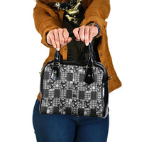 Black Palaka Japanese Patterns Shoulder Handbag Koi Fish Asanoha Sakura Patchwork Stylized - Polynesian Pride
