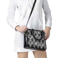 Black Palaka Japanese Patterns Shoulder Handbag Koi Fish Asanoha Sakura Patchwork Stylized - Polynesian Pride
