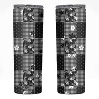 Black Palaka Japanese Patterns Skinny Tumbler Koi Fish Asanoha Sakura Patchwork Stylized LT14 Black - Polynesian Pride