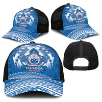 Toa Samoa Rugby Baseball Net Cap Uso aso uma Samoan Pattern Blue - Polynesian Pride