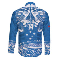 Toa Samoa Rugby Custom Family Matching Off Shoulder Maxi Dress and Hawaiian Shirt Uso aso uma Samoan Pattern Blue - Polynesian Pride