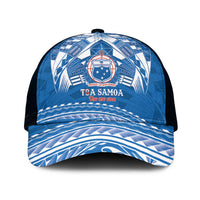 Toa Samoa Rugby Mesh Trucker Cap Uso aso uma Samoan Pattern Blue - Polynesian Pride