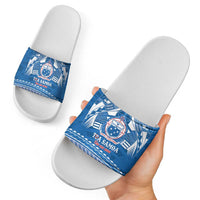 Toa Samoa Rugby Custom Slide Sandals Uso aso uma Samoan Pattern Blue - Polynesian Pride