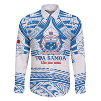 Toa Samoa Rugby Custom Family Matching Off The Shoulder Long Sleeve Dress and Hawaiian Shirt Uso aso uma Samoan Pattern White - Polynesian Pride