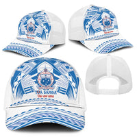 Toa Samoa Rugby Mesh Trucker Cap Uso aso uma Samoan Pattern White - Polynesian Pride